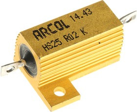 HS25 R02 K, 20m 25W Wire Wound Chassis Mount Resistor HS25 R02 K ±10%