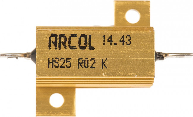 HS25 R02 K, 20m 25W Wire Wound Chassis Mount Resistor HS25 R02 K ±10%