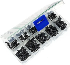 Набор тактовых кнопок/переключателей для выводного THT-монтажа (DIP) (200 шт) Набор тактовых кнопок/переключателей для выводного THT-монтажа (DIP) (200 шт)