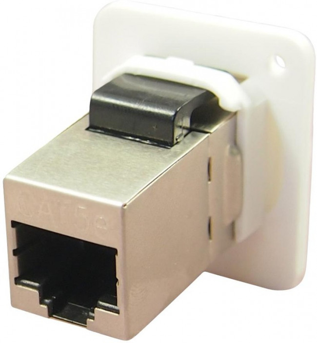 CP30220SXW, Адаптер в линию, Cat5e, Plain Hole, RJ45, RJ45, Переходник, Встраиваемый в Линию, FT, Гнездо