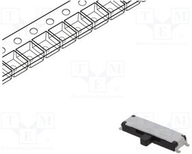 PCM13SMTR, Переключатель: движковый, Пол: 3, SP3T, 0,3A/6ВDC, ON-ON-ON, SMT