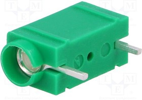571-0400, Гнездо; "банан" 4мм; 10А; 250ВDC; зеленый; посеребренные; PCB