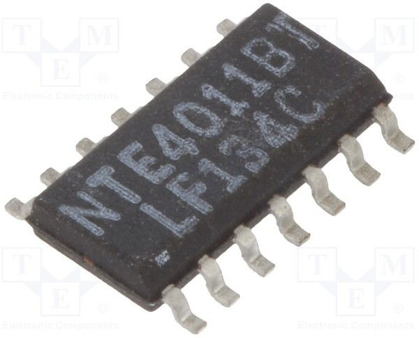 NTE4011BT, IC: digital; NAND; Ch: 4; IN: 2; CMOS; SMD; SO14; 3?18VDC; -55?125°C NTE4011BT, IC: digital; NAND; Ch: 4; IN: 2; CMOS; SMD; SO14; 3?18VDC; -55?125°C