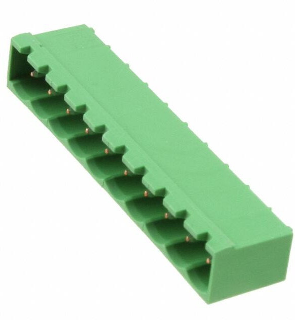 1-796644-0, Pluggable Terminal Blocks 0500 HDR 10P R/A GRN C/E