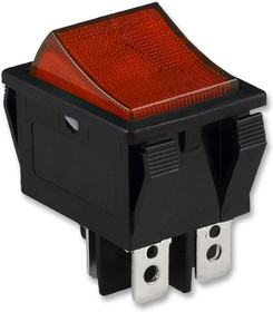 R5BBLKREDEF1, Rocker Switches DPST OFF-ON PNL 15A