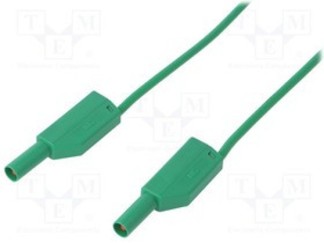 SLK425-E/N-20025, Измерительный провод, 32А, с осевым гнездом 4мм, Дл: 2м, зеленый