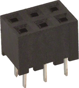 A3C-6DA-2DSA(71), A3C Series Straight Through Hole Mount PCB Socket, 6-Contact, 2-Row, 2mm Pitch, Solder Termination