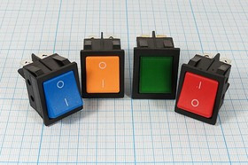 Переключатель клавишный 2-х полюсный на три положения с фиксацией, DPDT, синий, 6-ть терминалов, 220В/15А, YSR-722; №1254 B Пкл\\15\2xON-OFF