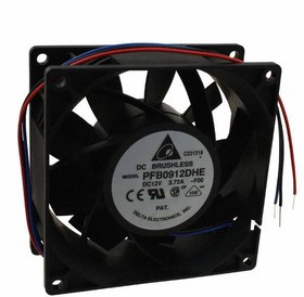PFB0912DHE-F00, DC Fans Tubeaxial Fan, 92x38mm, 12VDC, Ball, 3-Lead Wires, Lock Rotor Sensor, Tachometer