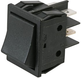 B412C11000000, Клавишный переключатель, Вкл.-Выкл., DPST, Без Подсветки, Панель, Черный, B4 Series