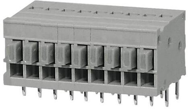 TBL009-254-09GY-2GY, Fixed Terminal Blocks Terminal block, screwless, 2.54, Horizontal, 9, Gray w Gray Button