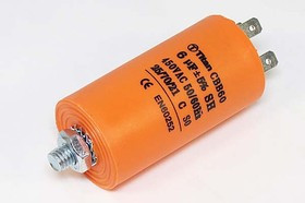 Конденcатор пусковой, емкость 6 мкФ, 450~ В, размер 35x65mболтМ8, номинальное отклонение: 5, пластик