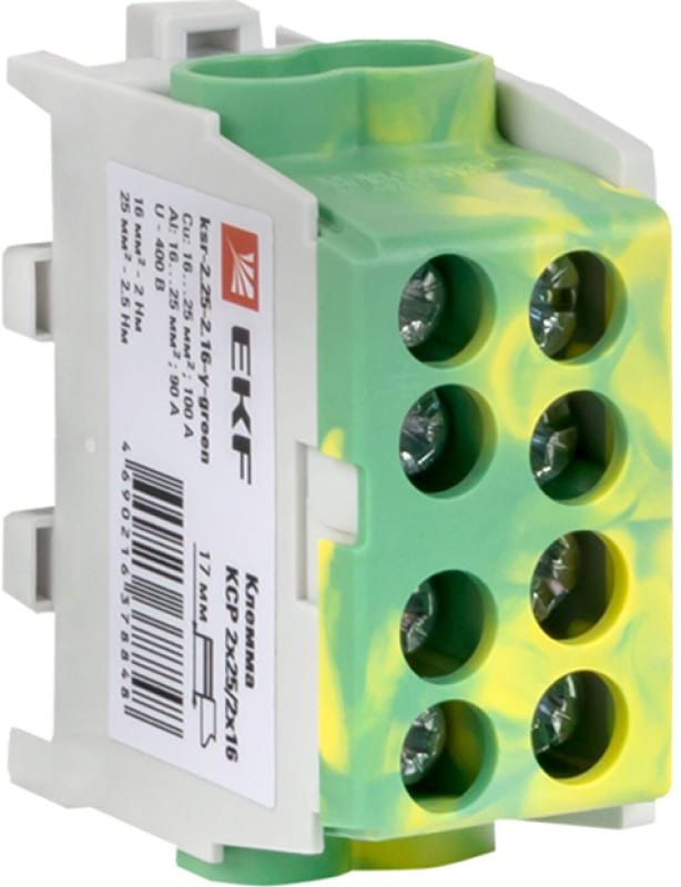 Клемма распределительная КСР с двойным винтом 2х25/2х16 желт./зел. PROxima EKF ksr-2.25-2.16-y-green