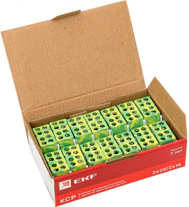 Клемма распределительная КСР с двойным винтом 2х25/2х16 желт./зел. PROxima EKF ksr-2.25-2.16-y-green