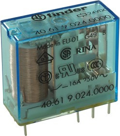 40.61.9.024.4000, Реле 1 переключ. 24VDC, 16A/230VAC SPDT 40.61.9.024.4000, Реле 1 переключ. 24VDC, 16A/230VAC SPDT