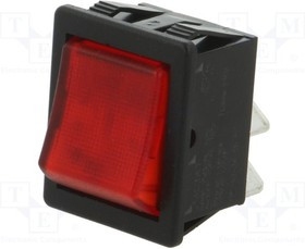 AE-C1353ATBR3, ROCKER; DPST; Pos: 2; ON-OFF; 16A/250VAC; red; neon lamp; 250V; 1350