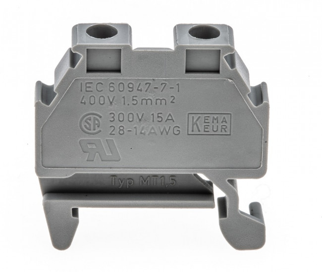 3100305, Клеммная колодка на DIN рейку, микро клемма, 2 вывод(-ов), 26 AWG, 16 AWG, 1.5 мм², Винт, 15 А 3100305, Клеммная колодка на DIN рейку, микро клемма, 2 вывод(-ов), 26 AWG, 16 AWG, 1.5 мм², Винт, 15 А