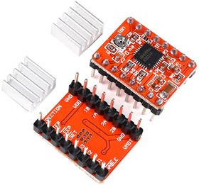 Драйвер шагового двигателя с радиатором для 3D-принтера A4988 RED