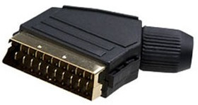 1-340G, разъем SCART штекер пластик "позолоченный" на кабель