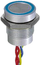 PBAR9AF0000A0B, Illuminated Piezo Switch, Momentary, Pulse, SPST, IP68, Flying Lead, 200 mA @ 24 V dc, -40 +75°C