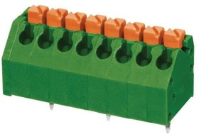 TBL002A-350-08GR-2OR, Fixed Terminal Blocks Terminal block, screwless, 3.50, 45, 8 poles, green w orange tab