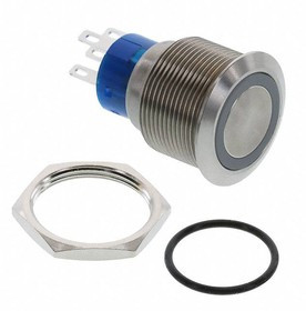 ULV7F23SS344, Pushbutton Switches 3A 250VAC 1P ON-ON BLU LED 2.5N IP67