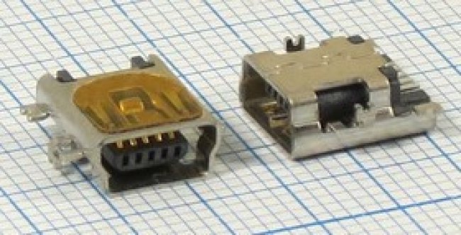 Разъем mini USB B-5SA розетка, тип B, контакты 5P4C, монтаж на плату, угловой, SMD, miniUSB B-5SA Разъем mini USB B-5SA розетка, тип B, контакты 5P4C, монтаж на плату, угловой, SMD, miniUSB B-5SA