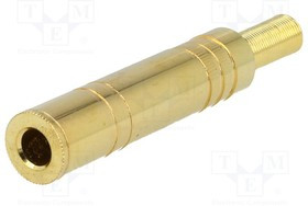 JC-133, Вилка, Jack 6,3мм, "мама", stereo, с амортизатором, прямой, пайка