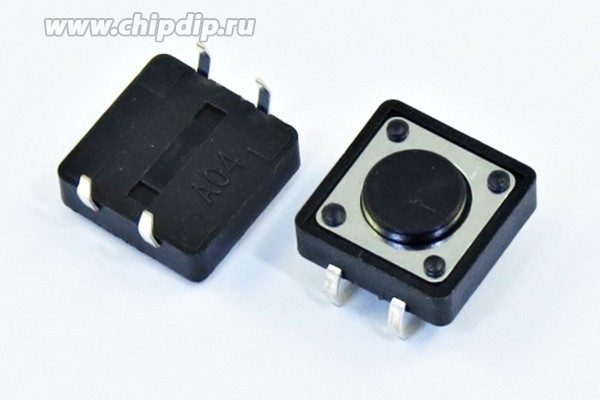 Тактовая кнопка 1457 F ПКнТакт 12x12x 6,0\h 2,5\\NO\чер\4PF\TS-2201\