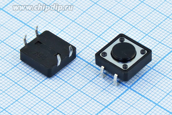 Тактовая кнопка 1457 F ПКнТакт 12x12x 6,0\h 2,5\\NO\чер\4PF\TS-2201\