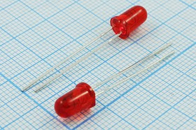 Светодиод 5 x 9, красный, 300 мкд, угол 12, цвет линзы: красный прозрачный, BL-BSA434