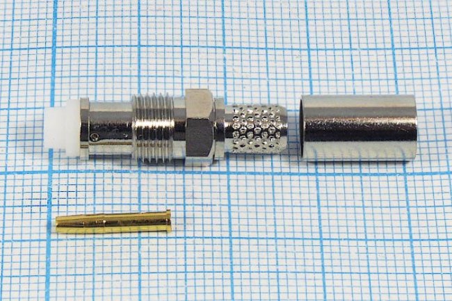 Гнездо FME, для мобильных антенн под кабель RG59, под обжим, позолоченный центральный проводник; №9087 гн FME\RG59\\обж\ Гнездо FME, для мобильных антенн под кабель RG59, под обжим, позолоченный центральный проводник; №9087 гн FME\RG59\\обж\
