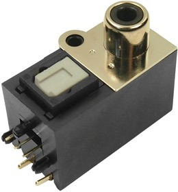 FCR684206T, Optical Connector with RCA and Cover, Right Angle, Plug, Black / Silver