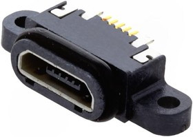 207G-BD00, Гнездо, USB B Micro, SMT, PIN: 5, с уплотнением, USB 2.0, IPX7