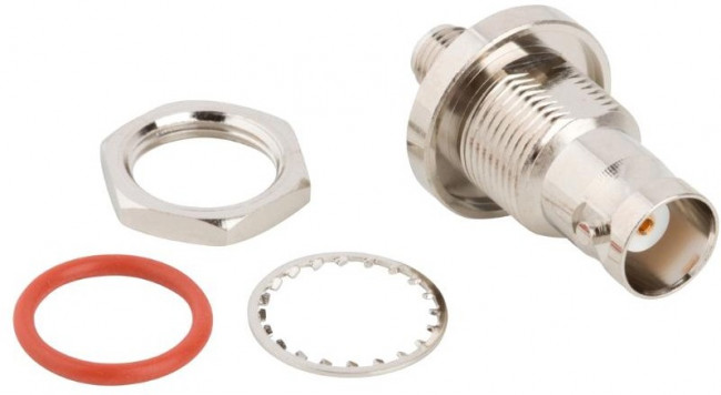 242181-10, RF Adapters - Between Series BNC Jack to SMA Jack Bulkhead, 50 Ohms 242181-10, RF Adapters - Between Series BNC Jack to SMA Jack Bulkhead, 50 Ohms