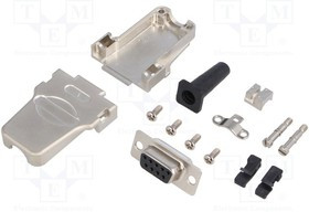 DTZF09-DBS-K, Разъем D-Sub; PIN: 9; вилка; "мама"; пайка; на провод; черный