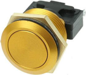 76-9513/4044GO, 76-95 Series Push Button Switch, Momentary, Panel Mount, 19.2mm Cutout, SPDT, 250V ac, IP67