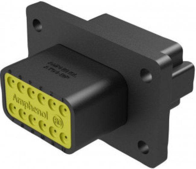 AT04-12PA-CL06, 12 POSITION RECEPTACLE FLANGE MOUNT CONNECTOR, PIN, BLACK, KEYED A, REDUCED DIAMETER SEAL 98AC8299