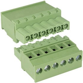 XY2500F-AV-06P 5mm(2EDKA-06), Клеммник разъемный угловой, розетка (F) XY2500F-AV-06P, 6 контактов с шагом 5,0 мм, 12 А, 28-12 AWG, 2,5 мм?,