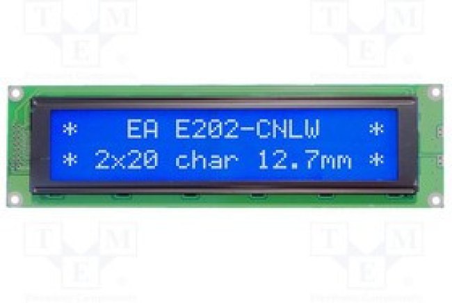EAE202-CNLW, Дисплей: LCD; алфавитно-цифровой; STN Negative; 20x2; голубой