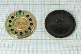 Динамик диаметр 40мм, толщина 6мм, 16 Ом, 0.2 Вт, 6639 дин 40x 6\ 16\0,20\мет/пл\2C\ YDB40-12-16\(0,