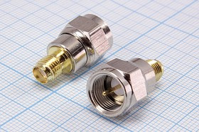 Высокочастотный переходник Штекер F-Гнездо SMA; Q-15874 штек F-гн SMA\\мет\