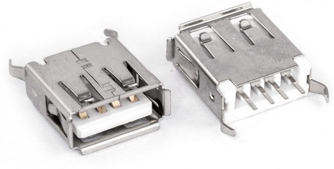 USBA-1J, Розетка USB на плату белая угловая (тип А)
