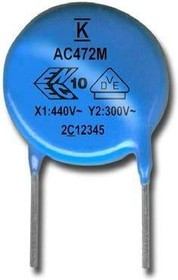 C961U472MZWDBA7317, Конденсатор: керамический, X1/Y2, 4,7нФ, Y5U, ±20%, THT, 10мм