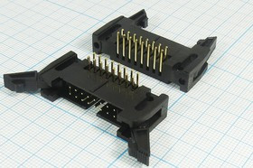 Разъем (IDC) IDCC-16MR вилка, шаг P2.54x2.54, контакты 16P, на плату, угловой, IDCC-16MR