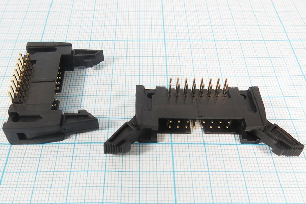 Разъем (IDC) IDCC-16MR вилка, шаг P2.54x2.54, контакты 16P, на плату, угловой, IDCC-16MR