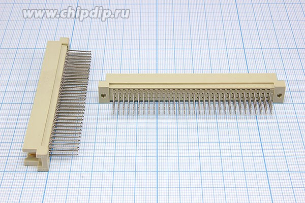 Прямоугольный соединитель штекер DIN41612, шаг P2,54мм, 96P[A+B+C], [3x32,A+B+C= 3x32=96P,13мм], 96 контактов,полный, пластиковый, D33-96M1W