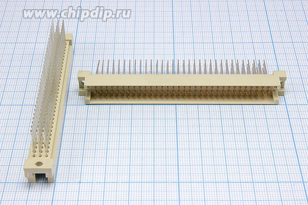 Прямоугольный соединитель штекер DIN41612, шаг P2,54мм, 96P[A+B+C], [3x32,A+B+C= 3x32=96P,13мм], 96 контактов,полный, пластиковый, D33-96M1W