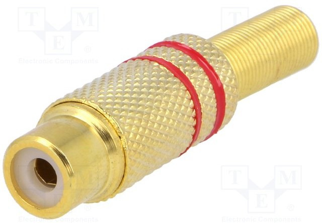 CC-109, Вилка: RCA: "мама": с амортизатором: прямой: пайка: позолота: 5мм CC-109, Вилка: RCA: "мама": с амортизатором: прямой: пайка: позолота: 5мм
