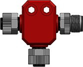 120068-8219, Tee 4 Pole M12 Plug to 4 Pole M12 Socket Adapter